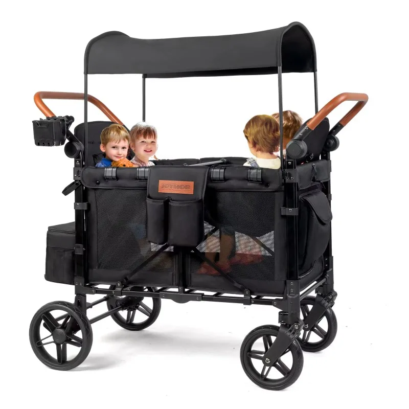 Kids Outdoor Wagon - 야외용 웨건 유모차 4인용 풀 캐노피