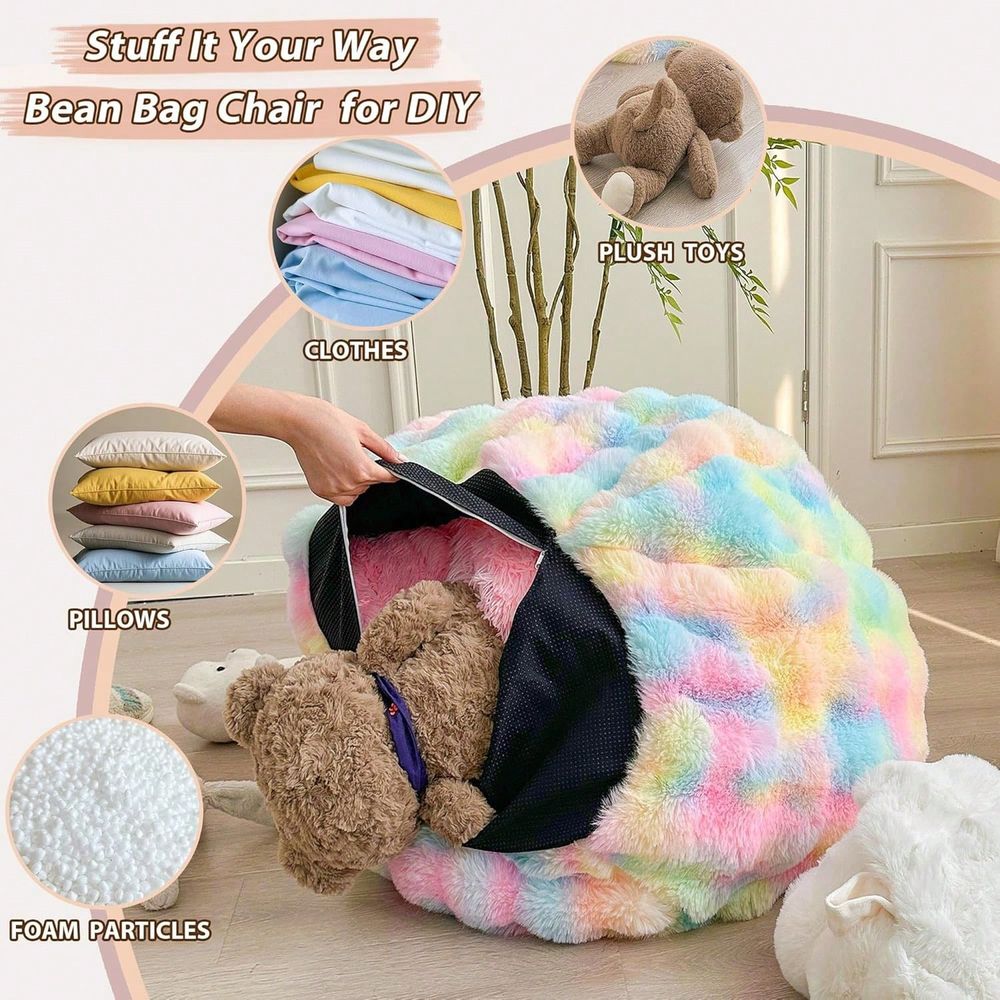 어린이 및 성인용 인조 토끼털 빈백 커버, 부드럽고 푹 - Kids Outdoor Storage 리뷰 및 가격