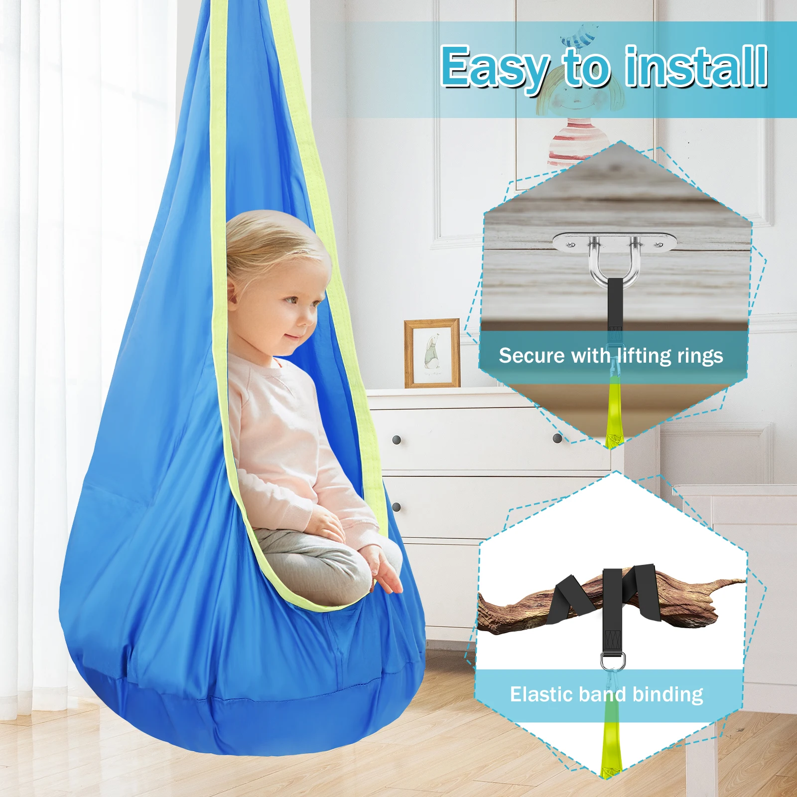 어린이용 센서리 스윙 의자, 휴대용 해먹 의자, 팽창식 - Kids Outdoor Hammock Swing 리뷰 및 가격
