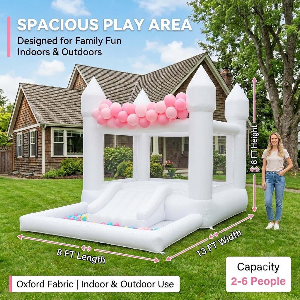 (송풍기 포함)13x8x8피트 풍선형 화이트 바운스 하 - Kids Outdoor Trampoline 리뷰 및 가격