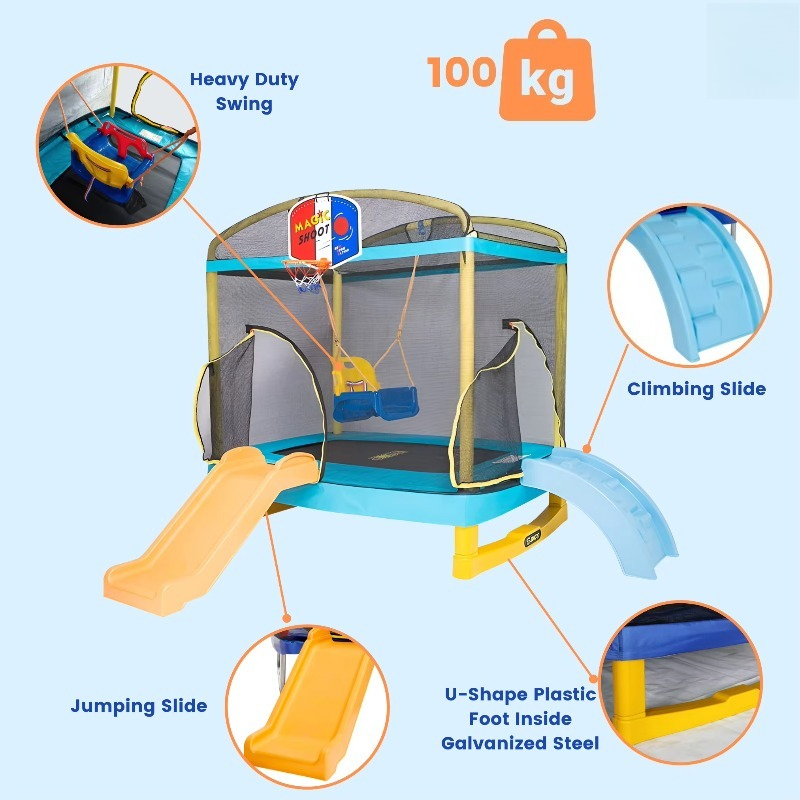 도매 트램펄린 야외 어린이 트램펄린 슬라이드가 있는 실 - Kids Outdoor Trampoline 리뷰 및 가격